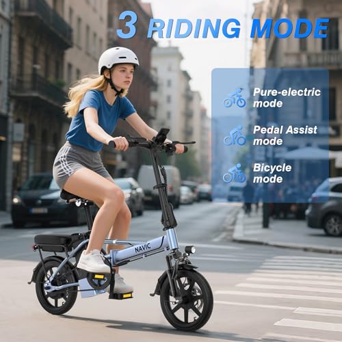 NAVIC Electric Bike for Adults, 14'' Adults Electric Bicycles, Peak 750W Folding Ebike with 499.2/749Wh Removable Battery, Max Speed 22mph