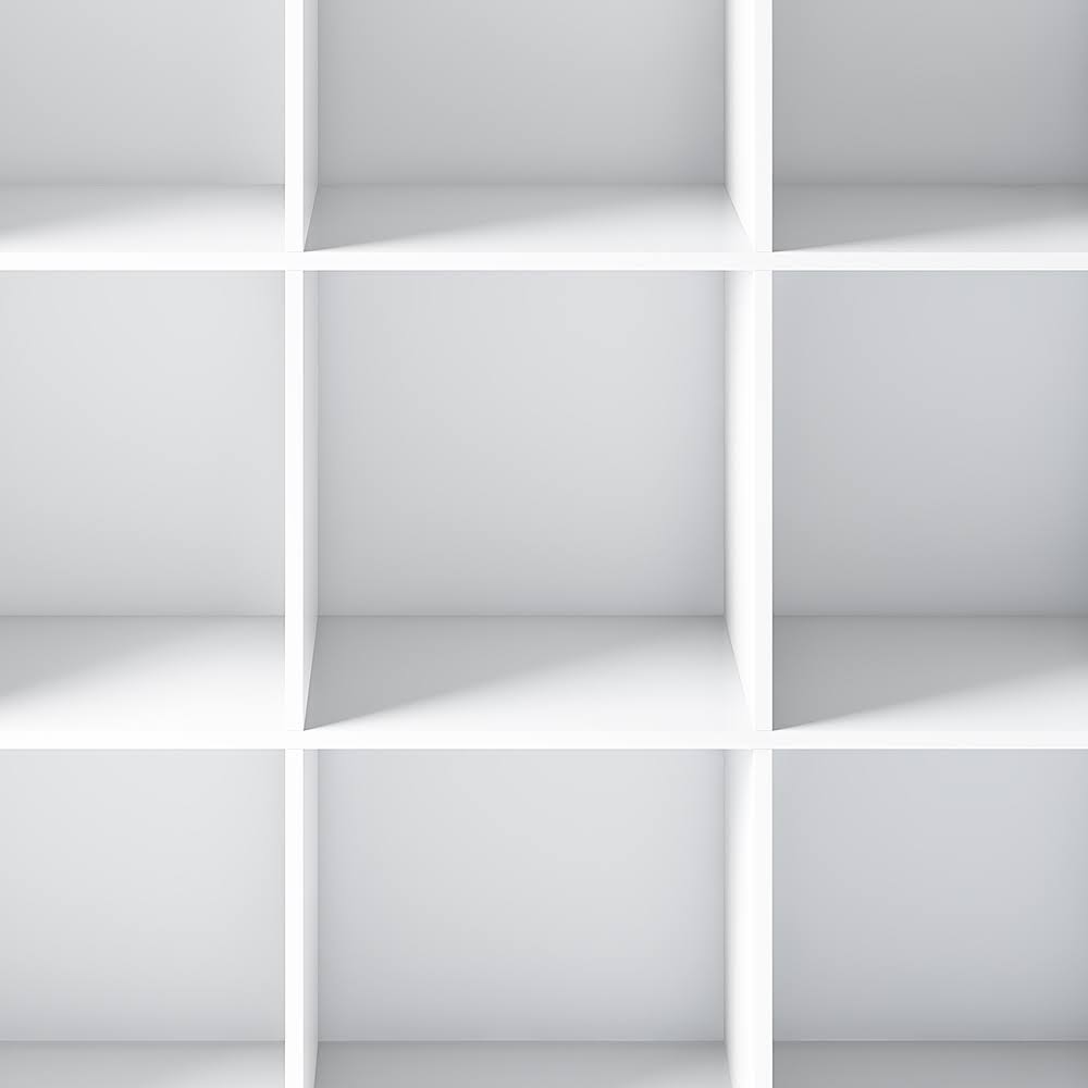 Simpli Home Artisan Solid Wood 45-inch x 43-Inch Contemporary 9 Cube Bookcase and Storage Unit in White