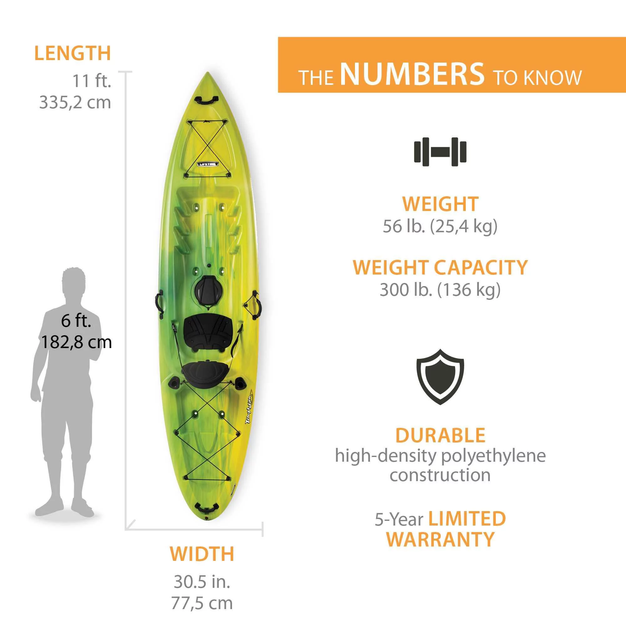 Lifetime Temptation 11 ft Sit-on-Top Kayak, Lemongrass Fusion (90979) - Radiant Selections