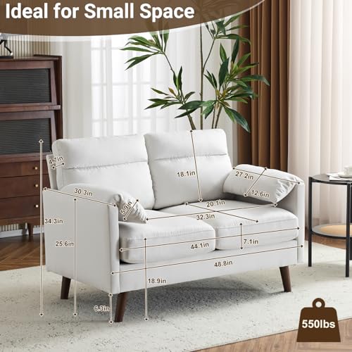 Karl home Mini Loveseat Sofa Couch, 48.8" Small Loveseat with Suede Nap Upholstery for Living Room, Comfy Seating Love Seat for Small Space
