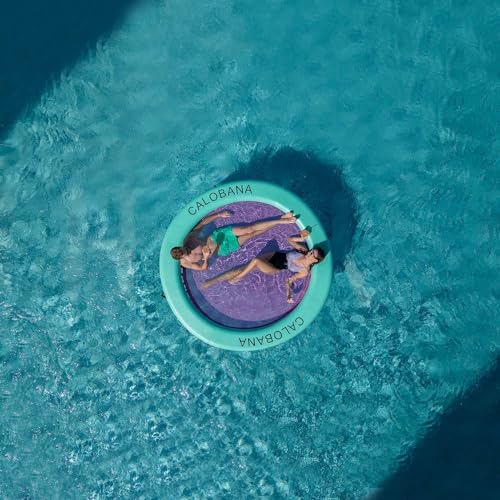 Round Floating Ring Inflatable Water Hammock Heavy Duty River Floats Lake Raft for Adults Tanning Pool Lounger Float Island Platform Pad Mat for Party