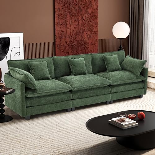 Ihanherry 111.4" U Shaped Modern Cloud Sofa Modular Sectional Couch with 2 Ottoman, 5-Seat Chenille Deep Seat Sofa with Pillow for Living Room