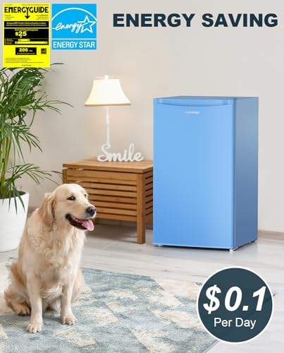 Upstreman 3.2 Cu.Ft Mini Fridge with Freezer, Single Door Mini Fridge, Dorm Fridge, Adjustable Thermostat, Mini Refrigerator for Bedroom, Office