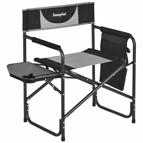 SUNNYFEEL Oversized Camping Directors Chair 2 Pack, Portable Folding Lawn Chairs for Adults Heavy Duty with Side Table,Pocket for Beach, Fishing