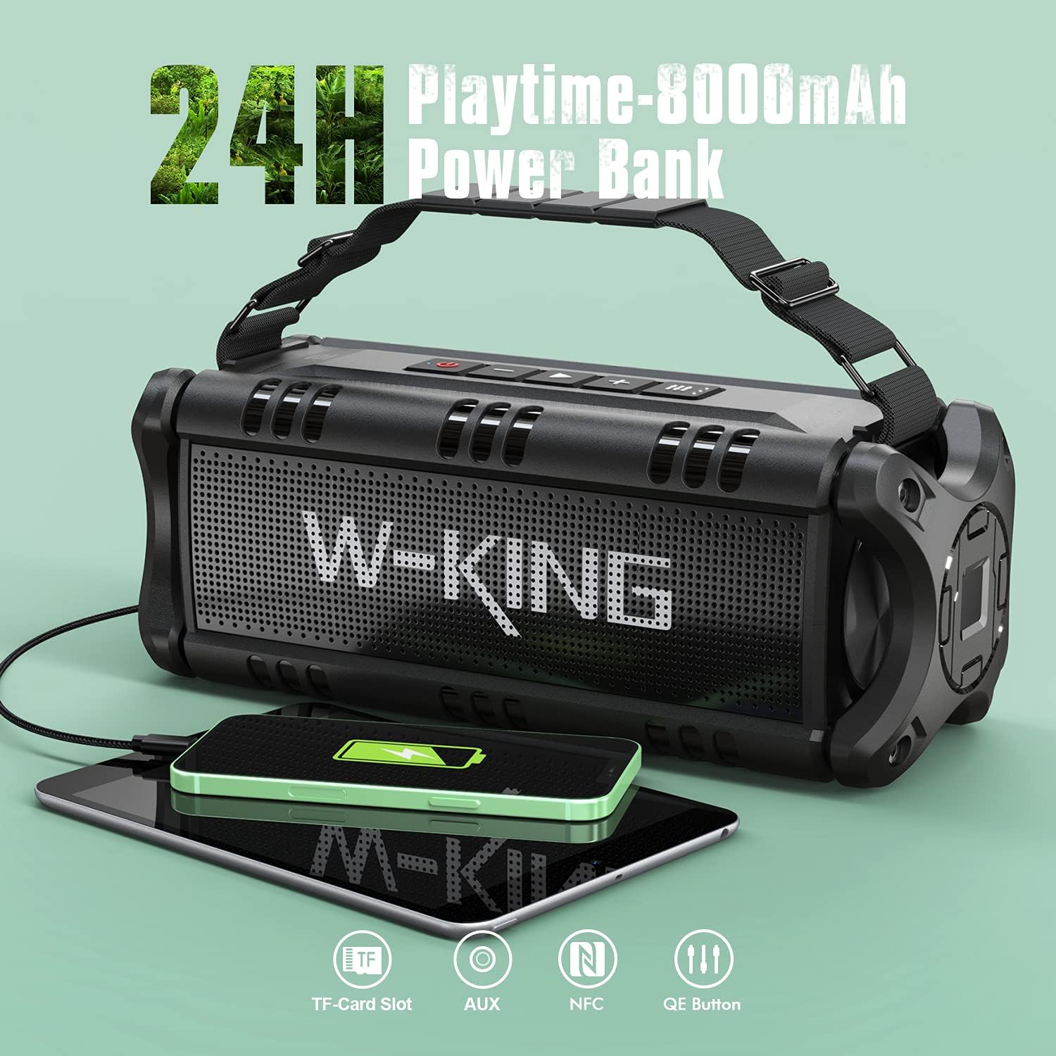 Bluetooth Speaker, W-KING 50W Powerful Bluetooth Speaker Loud IPX6 Waterproof