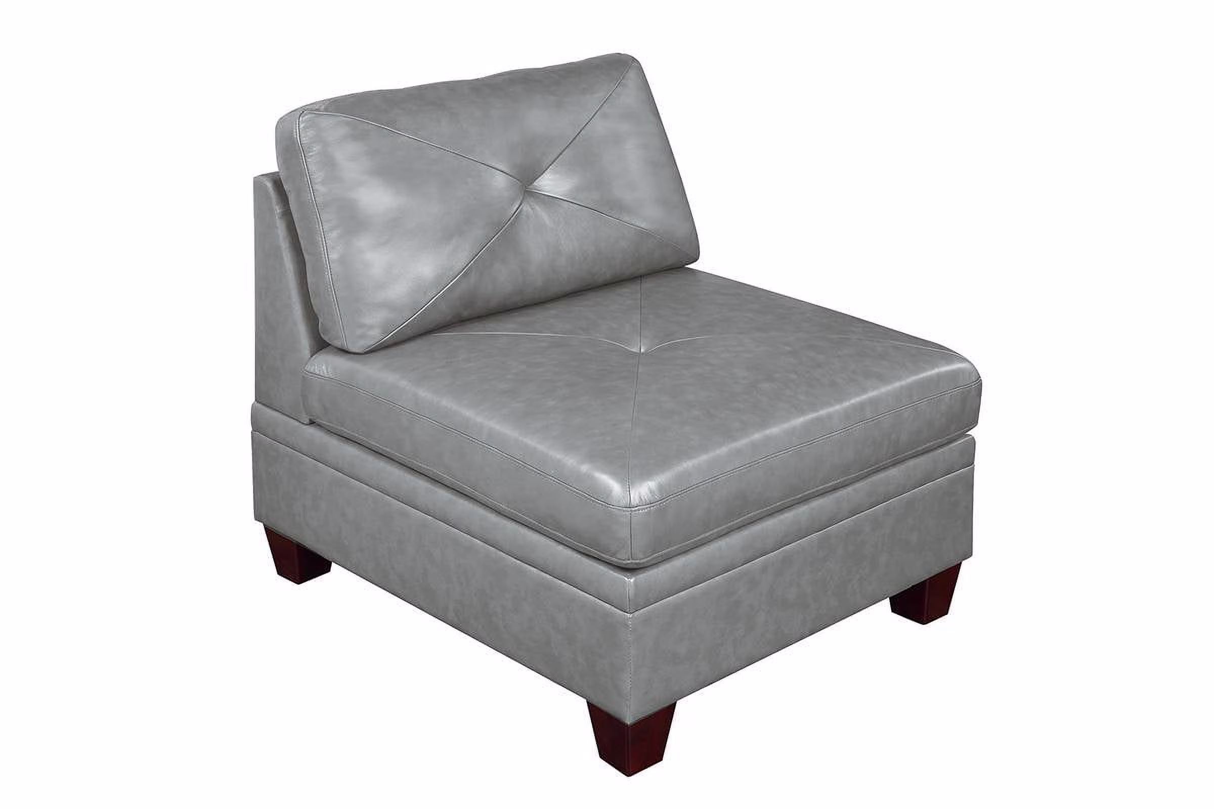 CoSoTower Contemporary Genuine Leather 1Pc Armless Chair Grey Color Tufted Seat Living Room Furniture