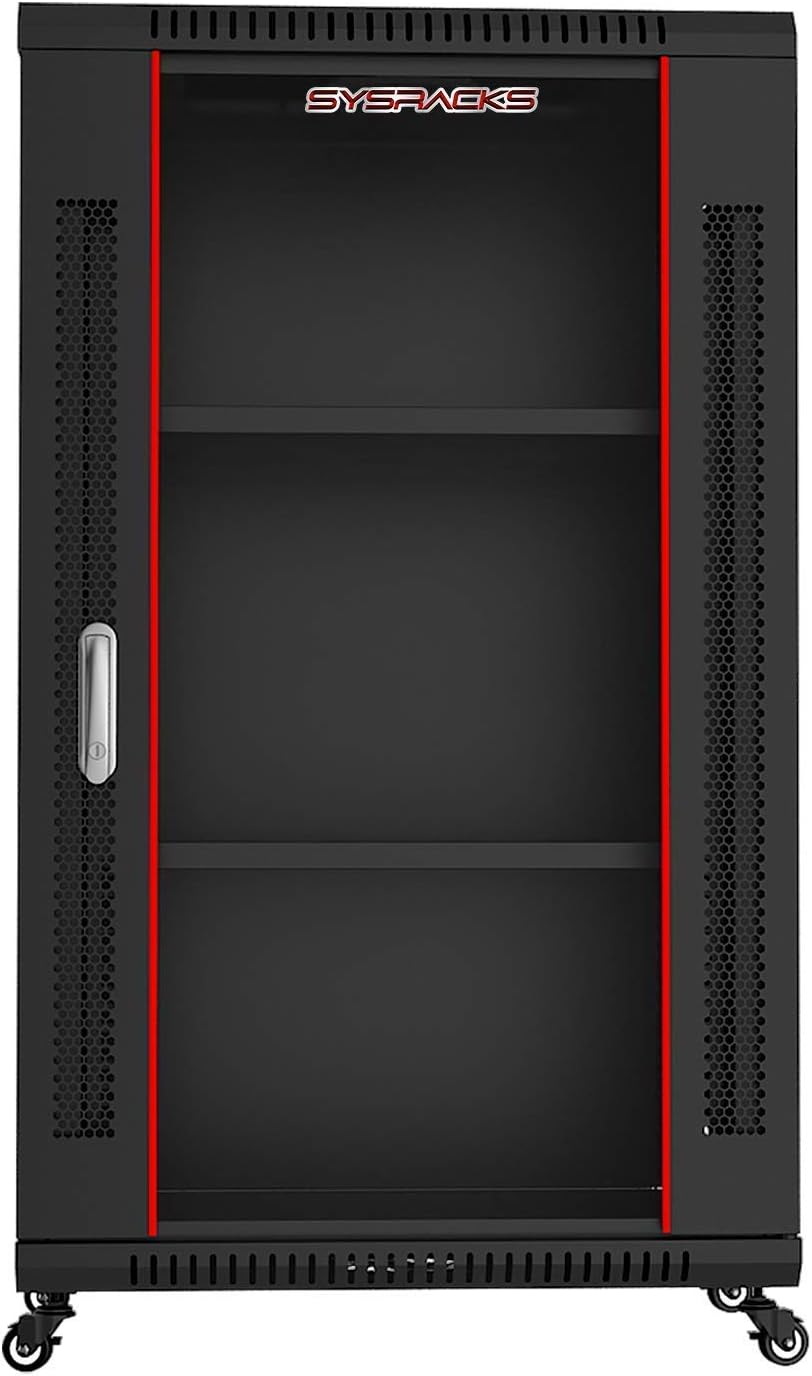 Server Rack 18U Wall Mount Server Rack Locking Wall Cabinet 19 Inch Rack Av Audio Video Rack Lockable Cabinet Network Rack with PDU - Shelf