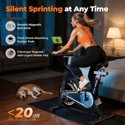 YOSUDA PRO Magnetic Exercise Bike 350 lbs Weight Capacity - Indoor Cycling Bike Stationary with Comfortable Seat Cushion, Silent Belt Drive