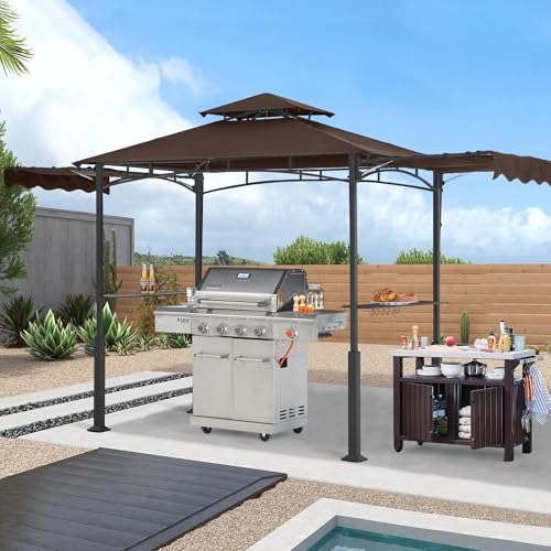 ABCCANOPY 8x5 Grill Gazebo - Outdoor BBQ Canopy Shelter with Led Light for Patio Backyard Grilling (Dark Gray)