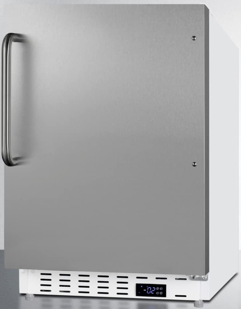 Summit Appliance ALFZ36SSTB Built-in ADA Compliant Residential All-Freezer, White, Stainless Steel Door, Towel Bar Handle, Door Storage