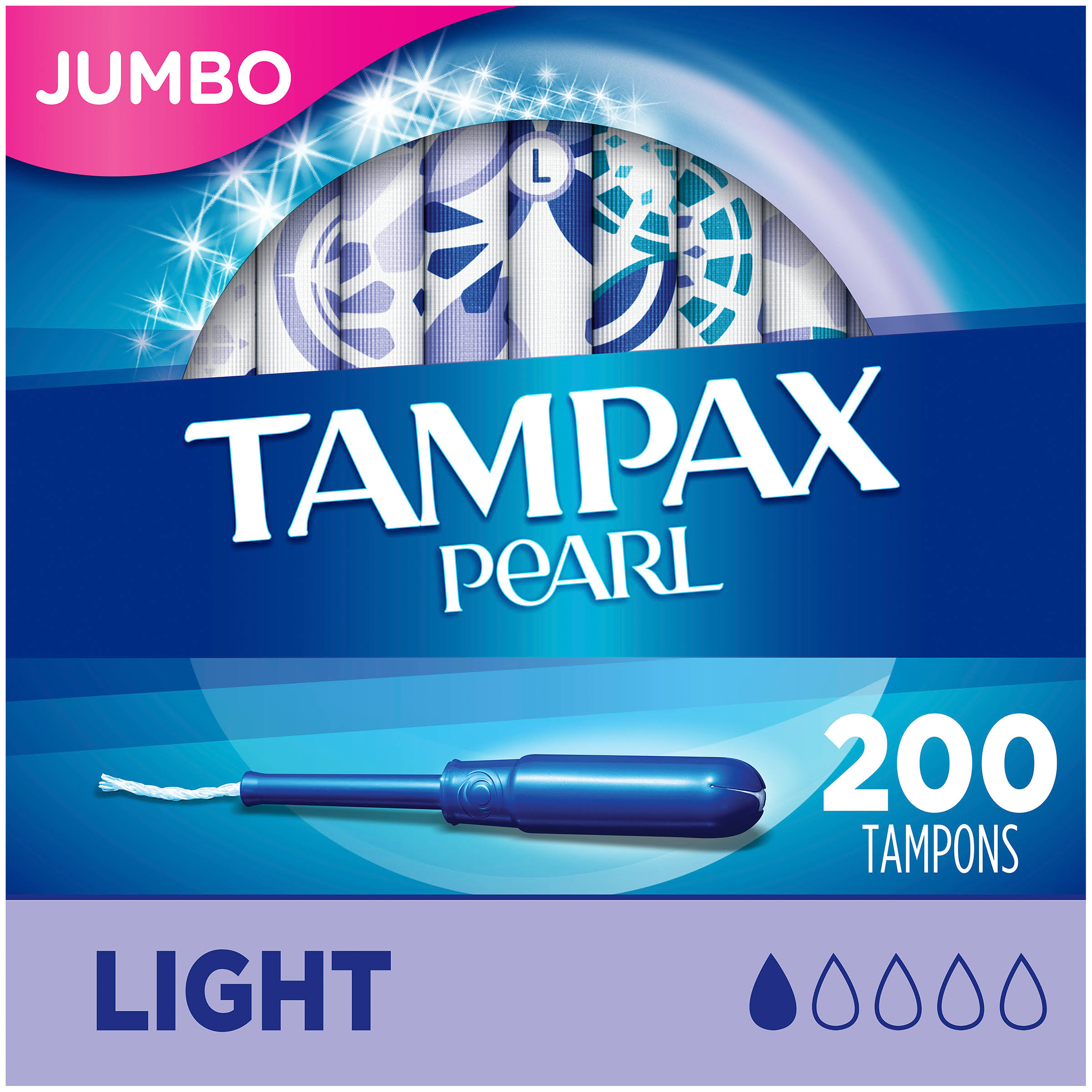 Tampax Pearl tampons Light Plastic Unscented, 200 Count