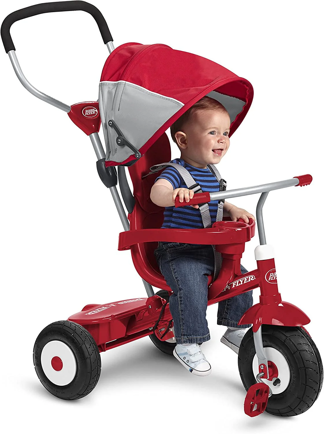 Radio Flyer, All-Terrain 4-in-1 Stroll 'N Trike, Air Tires, Red