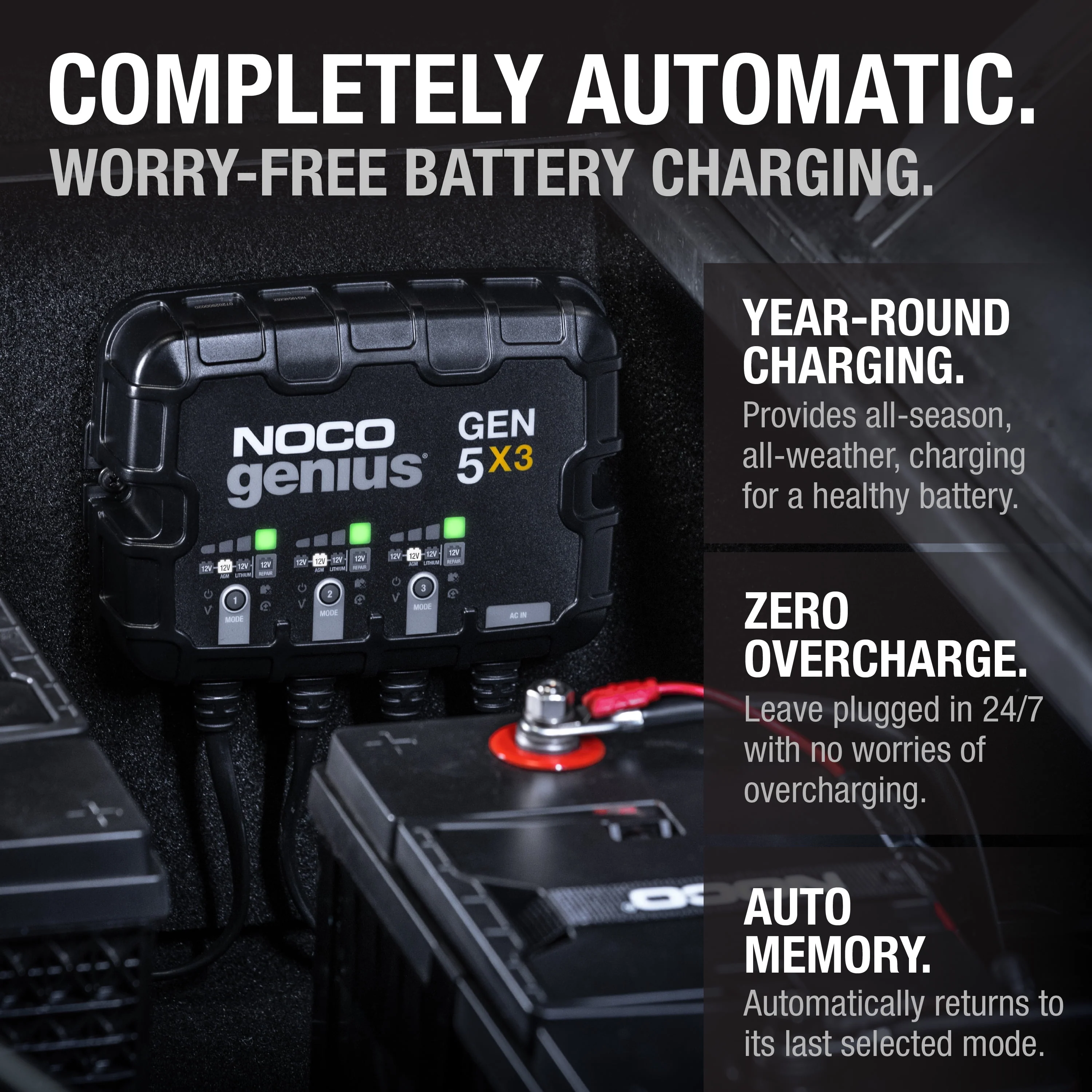 NOCO Genius GEN5X3 3-Bank 15A (5A/Bank) 12V Onboard Battery Charger