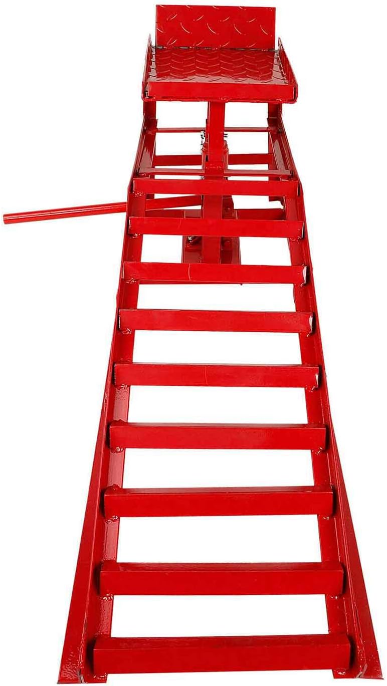 TYFYB 1 Pack Red 5000lbs Capacity Low Profile Car Lift Service Ramps Truck Trailer Garage Automotive Hydraulic Lift Repair Frame Lift Height