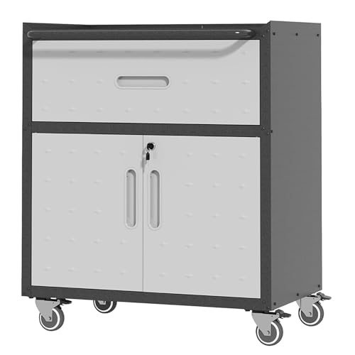 Mobile Tool Storage Cabinet with Wheels,Heavy Duty Rolling Tool Cabinets for Garage,Metal Storage Cabinets with 4 Drawer and 1 Locking Doors