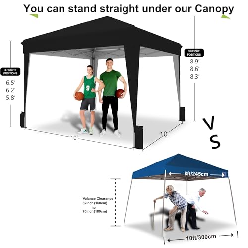 SANWAY 10x10 Pop Up Canopy Tent with Sidewalls x 4 &ndash; Easy Setup Canopy Tent, Waterproof, UV-Resistant
