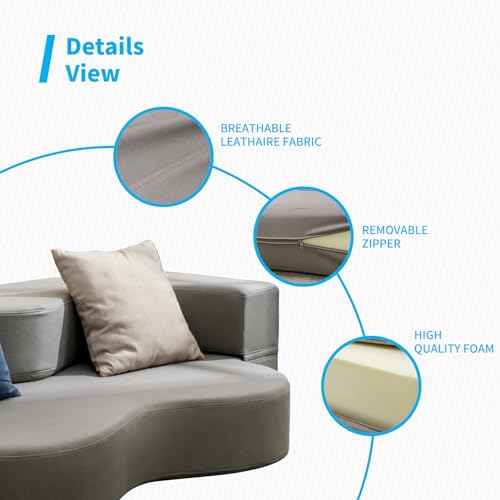 Mjkone Queen Size Floding Sofa Bed, Floor Sofa Bed with Memory Foam, Upholstered Convertible Couch Bed