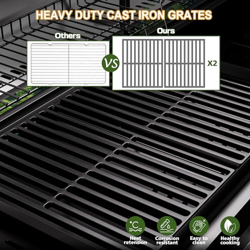 Brand-Man Griddle Grill Combo 6-Burner, 2 in 1 Versatile Propane Gas Grill and Griddle with Double Stainless Steel Lids