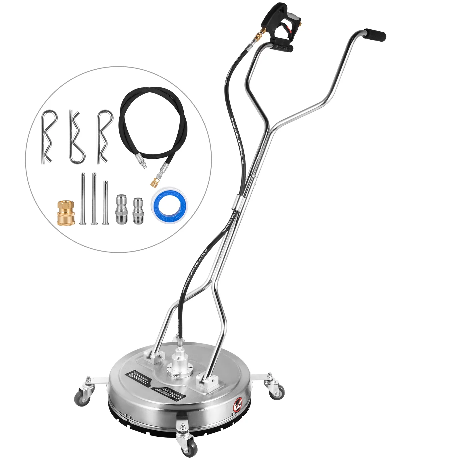 BENTISM Surface Cleaner 18 inch Flat Surface Cleaner for Pressure Washer 4000psi Pressure with 3/8 Quick Connector Surface Cleaner W/Casters 10.5GPM