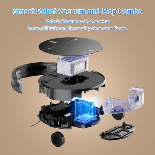 Robot Vacuum and Mop Combo, 2-in-1 Mopping Robot Vacuum Cleaner with 2300Pa Suction, 2.87'' Slim Design, Wi-Fi/App/Voice Control