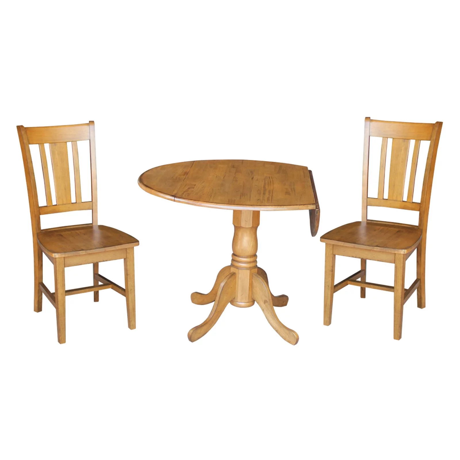42" Dual Drop Leaf Table and 2 San Remo Chairs in Pecan - 3 Piece Set