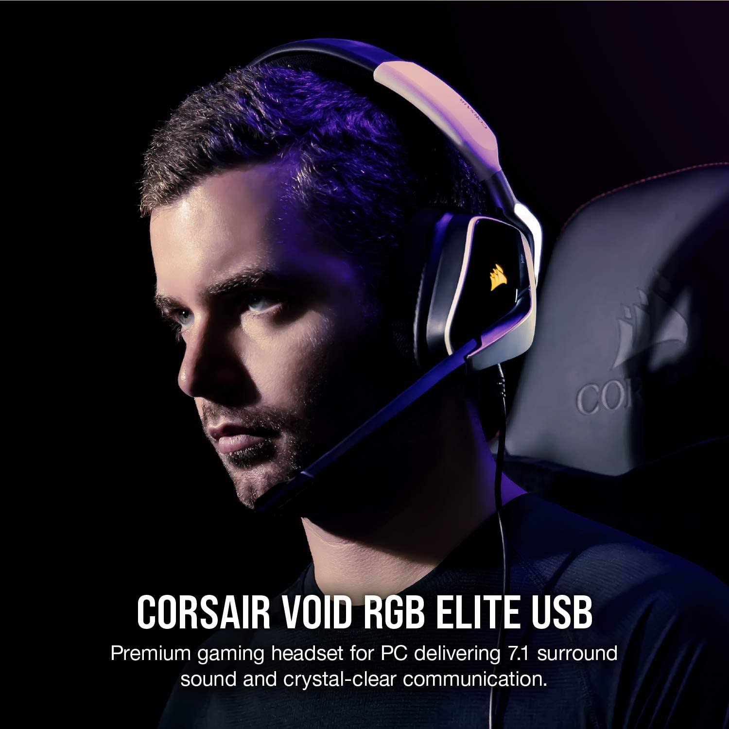Corsair Void RGB Elite USB Premium Gaming Headset with 7.1 Surround Sound - White