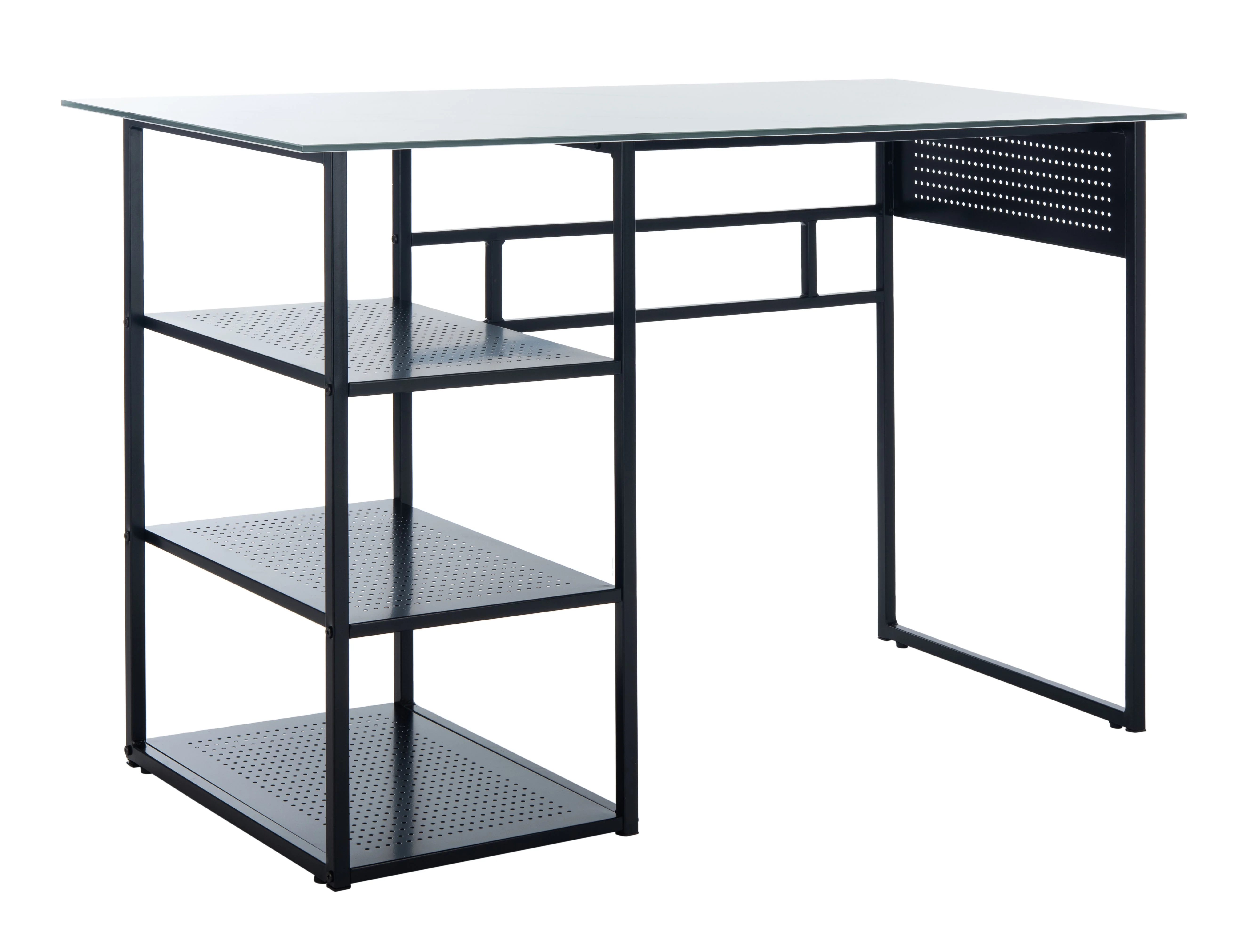 SAFAVIEH xyla White Marble Glass/Black Writing Desk (47.2 in. W x 21.7 in. D x 29.5 in. H)