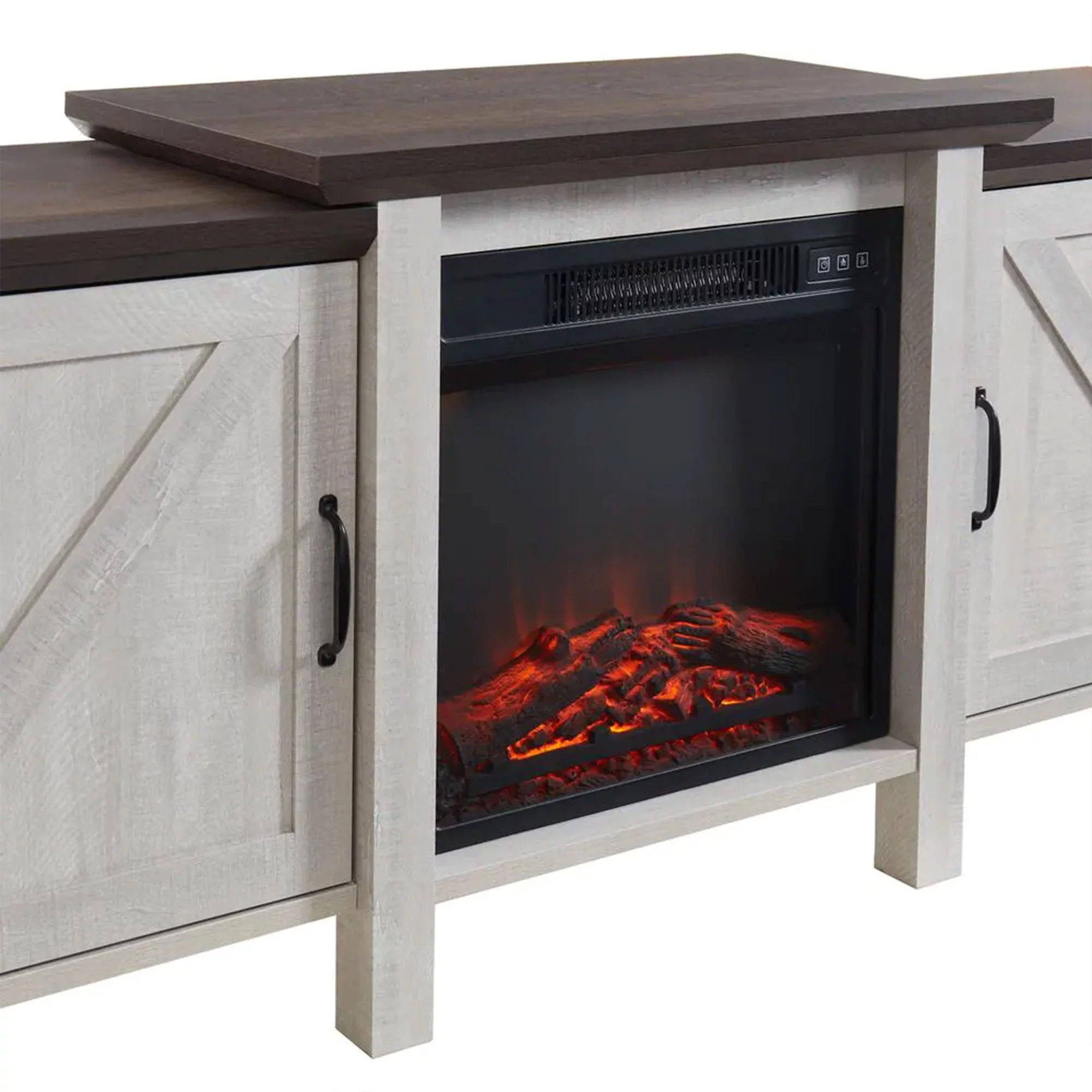 Edyo Living Freestanding Wooden Electric Fireplace TV Stand Console, Grey