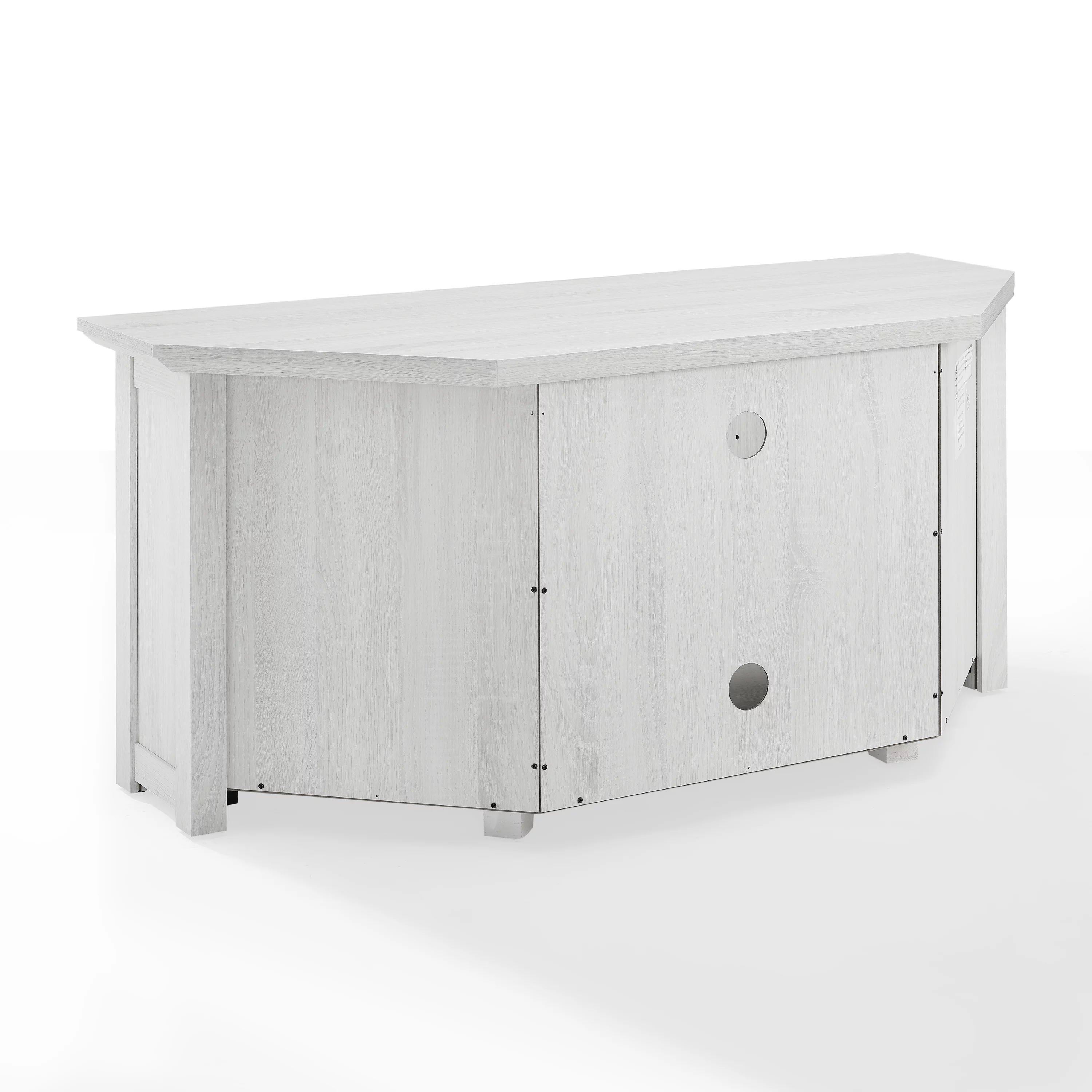 Crosley Furniture Camden 48"Wood Corner TV Stand with Fireplace in Whitewash