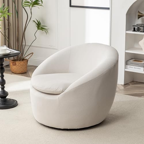 360 Swivel Accent Barrel Chair with Storage Ottoman & Headrest