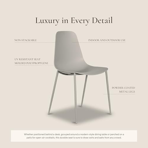 POLY & BARK Isla Modern Kitchen Chairs Set of 4 - Plastic Dining Chair with Metal Legs