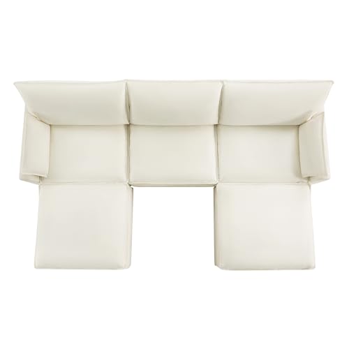 CHITA 113" Oversized Cloud Sectional Couch, Modern Modular Sectional Sofa Set for Living Room, 4 Seater L Shaped Couch, Cream