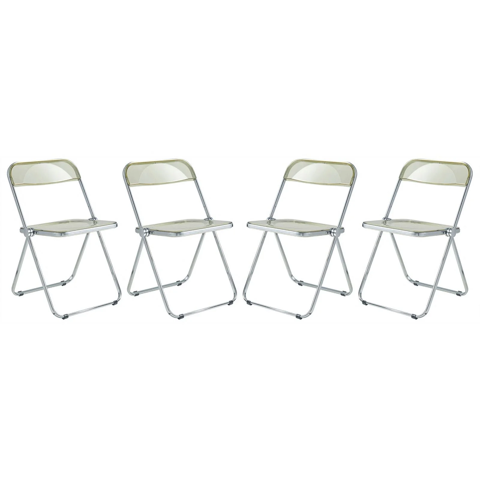LeisureMod Lawrence 5-pc Dining Set with Plastic Chairs & Round Table Amber