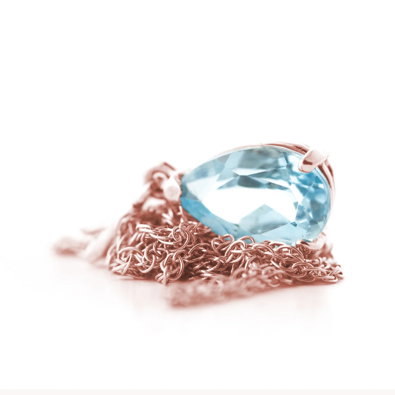 Galaxy Gold 14k 22" Rose Gold Pear-shaped Aquamarine Drop Pendant Necklace