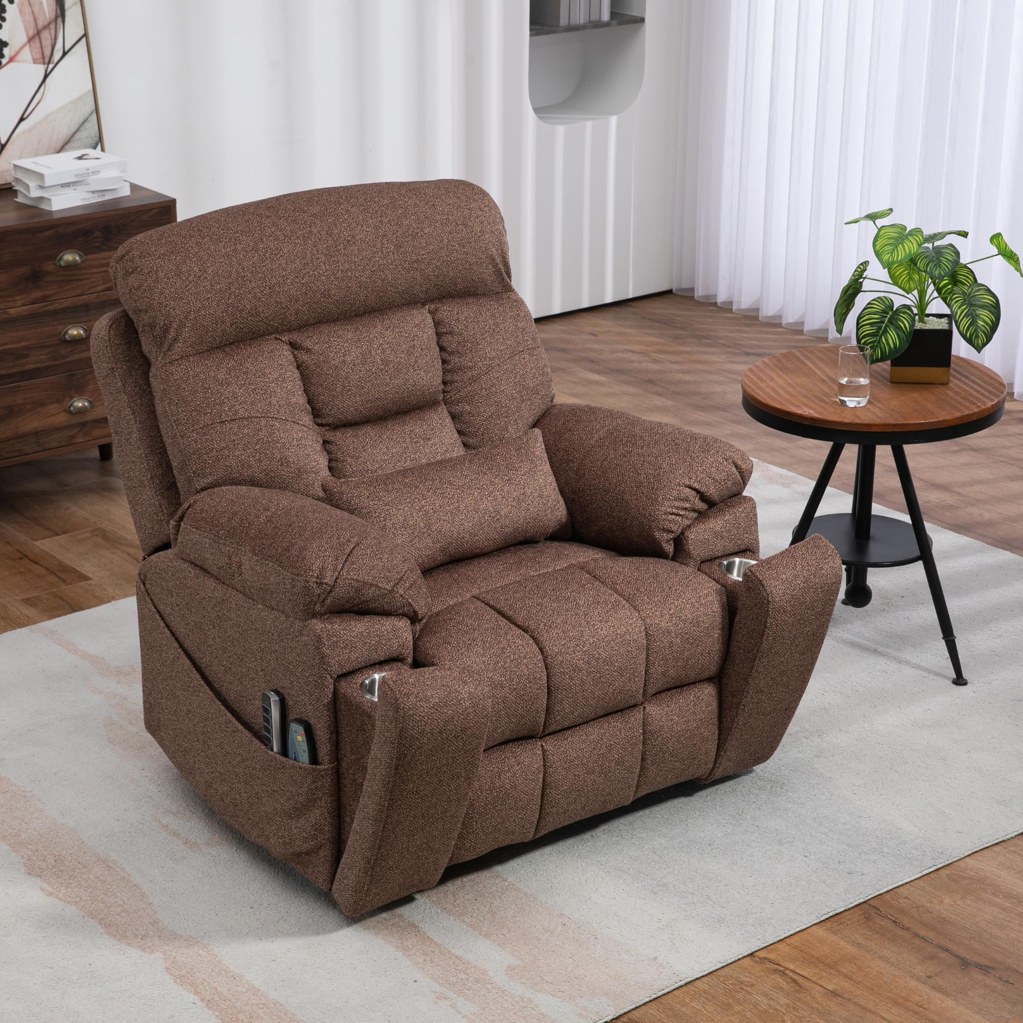 JUUXO 4-Motor Lay Flat Power Lift Recliner Chair with Heat & Massage - Power Adjustable Headrest, Backrest, Lumbar & Legrest