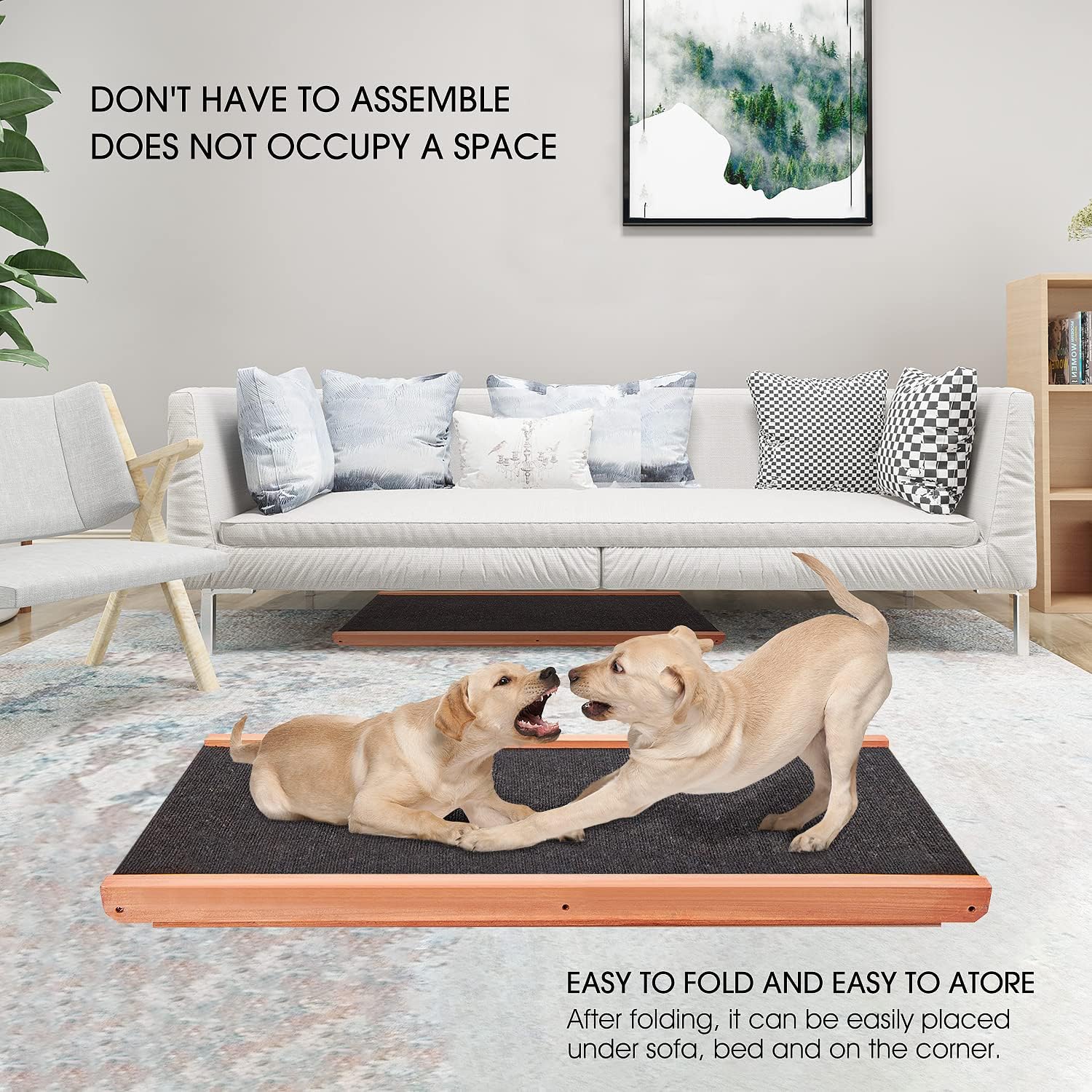 Wooden Height Adjustable Pet Ramp for All Dogs and Cats, 6 Layers from 11.81 inches to 23.6 inches with Non Slip Carpet Surface