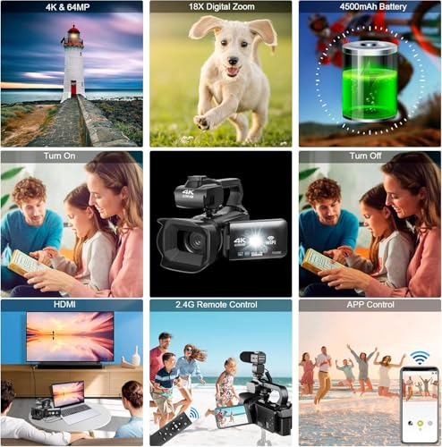 Upgrade 4K UHD Video Camera Camcorder with Mic