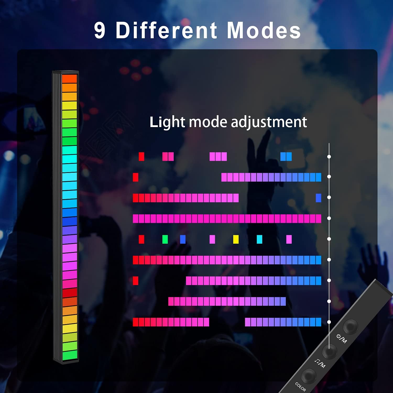 Music Level Indicator Aluminum Bar Voice Sound Control Audio Spectrum RGB Light LED Display Rhythm Pulse (1 Pack)