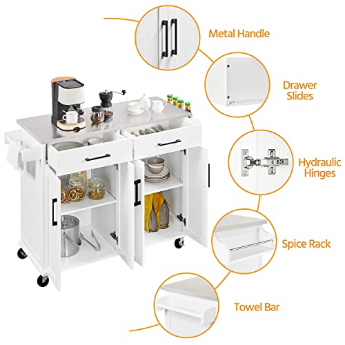 Yaheetech Kitchen Island Cart with Storage & Stainless Steel Countertop