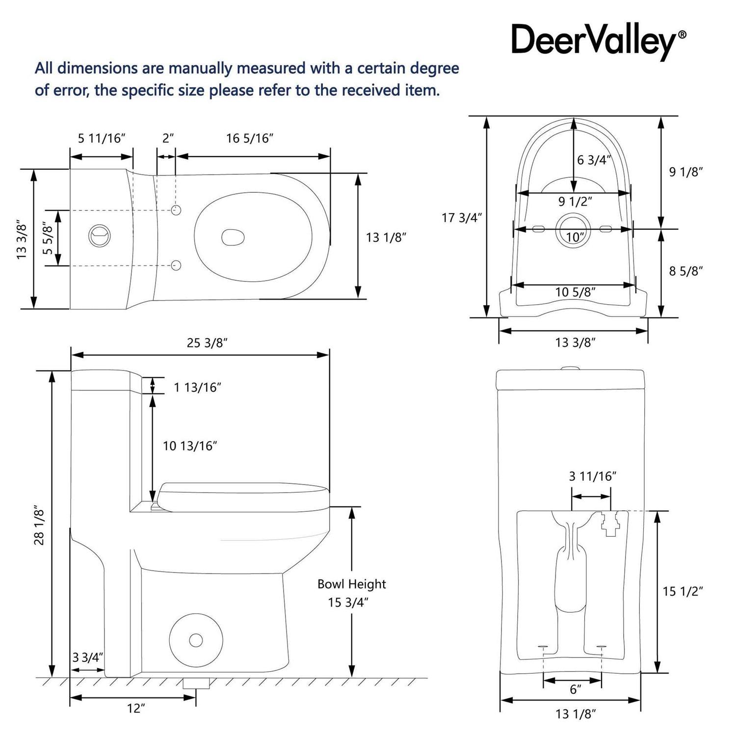 DeerValley DV-1F52812 Liberty Dual-Flush Elongated One-Piece Toilet - Shop Hardware Tools Online Store