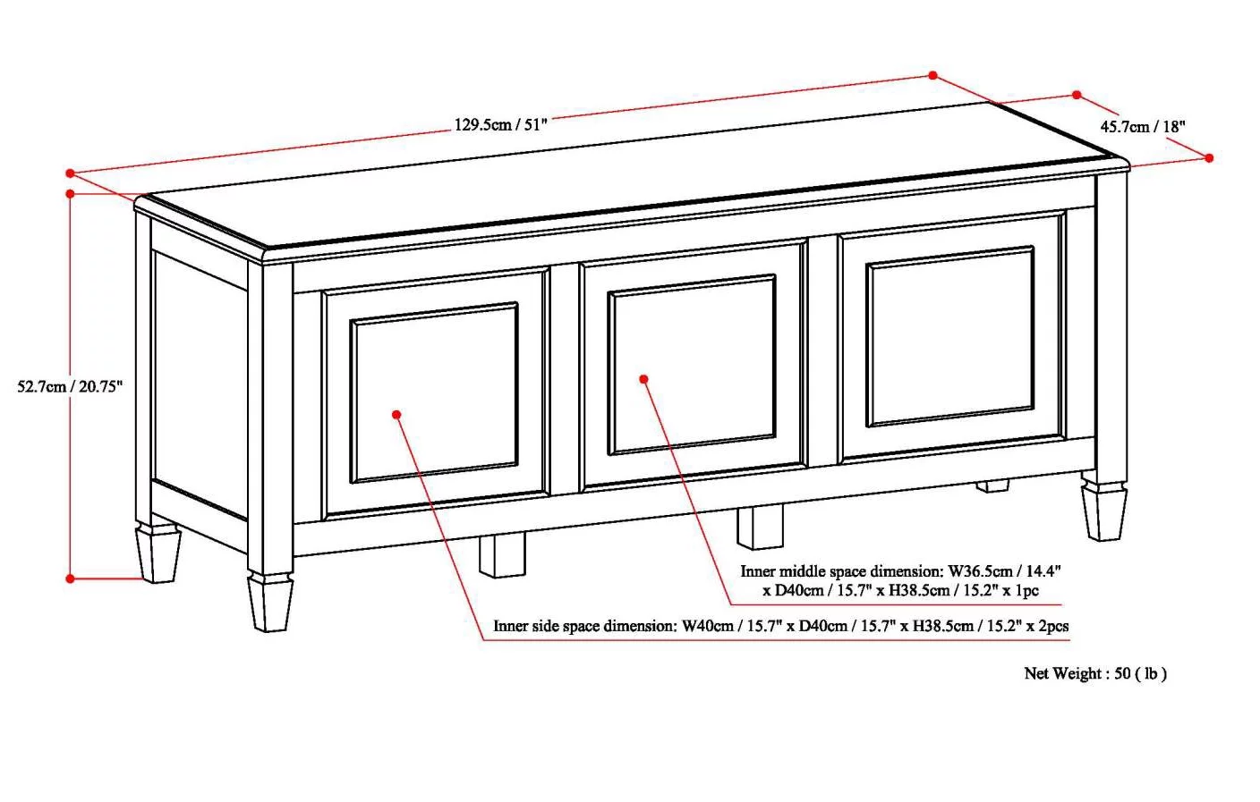 Simpli Home Connaught Traditional Solid Wood Storage Bench in Natural Aged Brown
