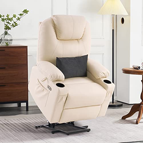 MCombo Dual Motor Large Power Lift Recliner Chair for Elderly, Lay Flat Lift Chair with Heat and Massage, Big Lift Recliner for Tall People