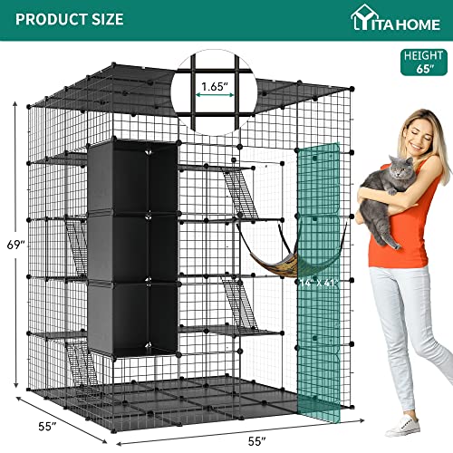 YITAHOME Outdoor Cat Enclosures Catio Large Cat Cage Cat House with Roof Hammock Platforms DIY Pet Kennels Playpen for 1-6 Cats Rv Garden