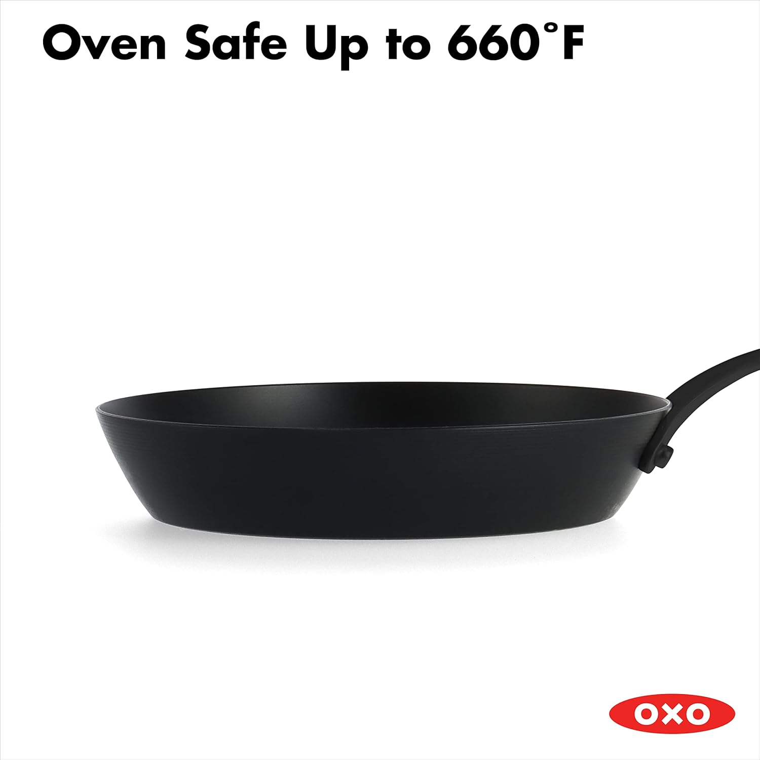 OXO Obsidian Pre-Seasoned Carbon Steel Induction Safe 12 Wok with Helper Handle and Silicone Sleeve, Black