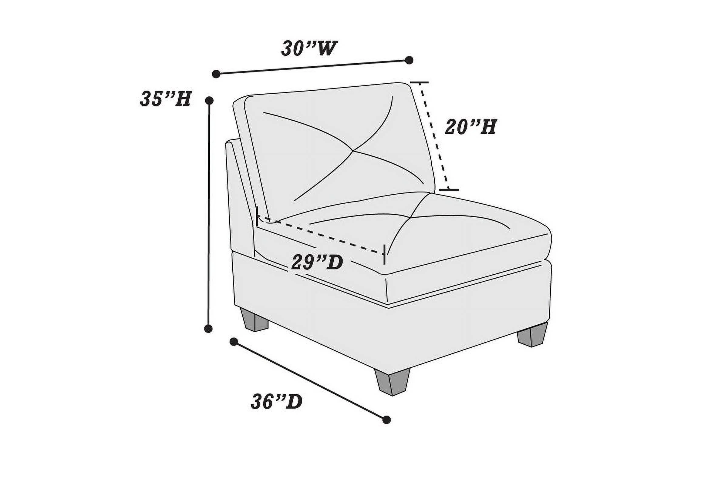 CoSoTower Contemporary Genuine Leather 1Pc Armless Chair Grey Color Tufted Seat Living Room Furniture