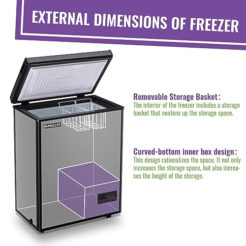 DEMULLER Deep Chest Freezer Electronic Display Screen Basket Black