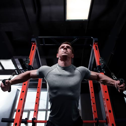RitFit Multi-Function Squat Rack Power Cage PPC03 with Cable Crossover System, 1000LBS Capacity Power Rack and Packages with Optional Weight Bench