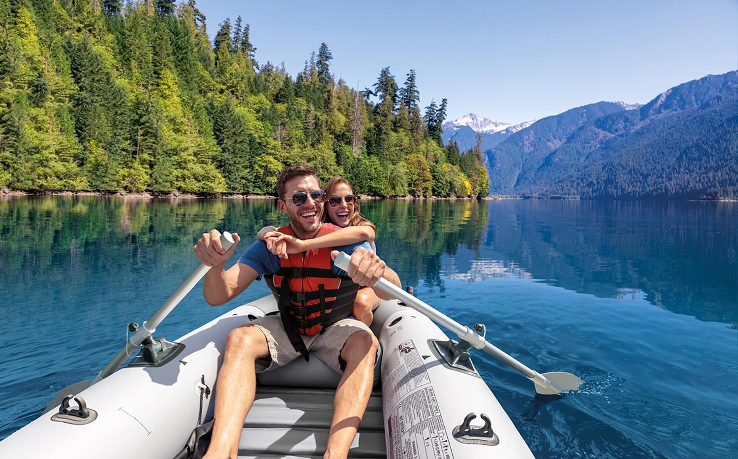 INTEX 68376EP Mariner 4 Inflatable Boat Set: Includes Deluxe 54in Aluminum Oars and High-Output Pump &ndash; SuperTough PVC &ndash