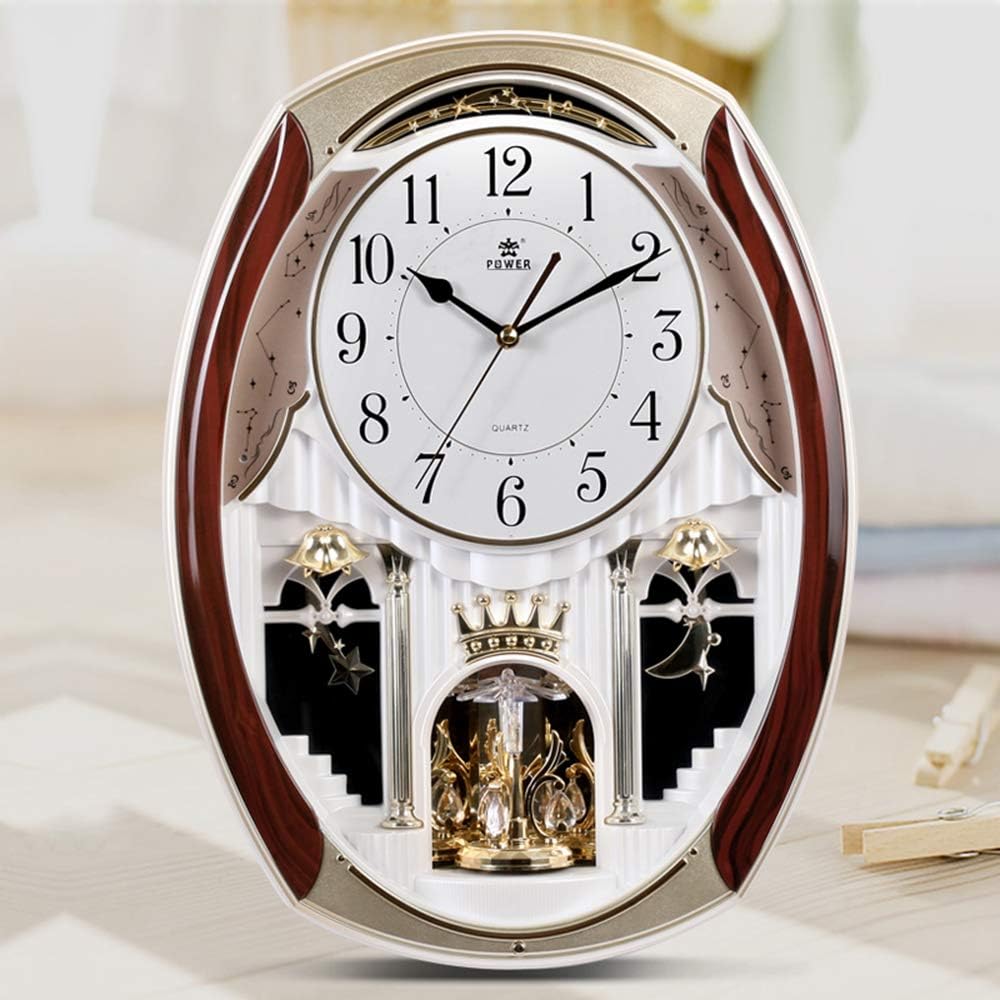 KELAOTE Musical Motion Wall Clock with Rotating Pendulum, Decorative Wall Clock with 18 Melodies.
