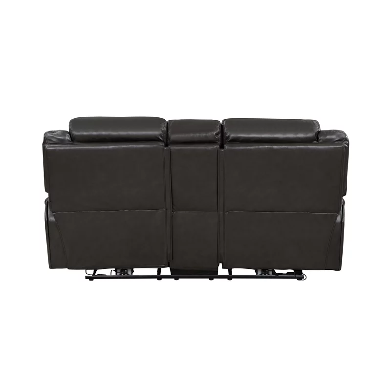 Lexicon Amite Faux Leather Power Double Reclining Loveseat in Dark Gray